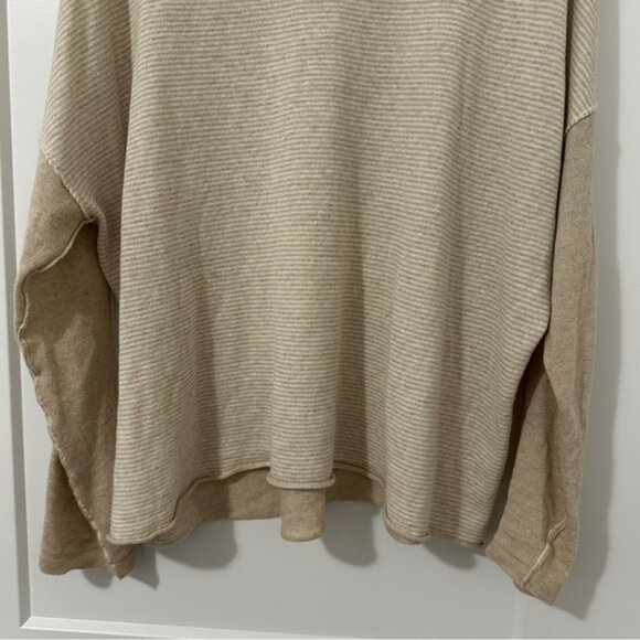 Zaket & Plover Cream Stripe Linen Blend Long Sleeve T-shirt Size Large Women’s - Picture 7 of 12
